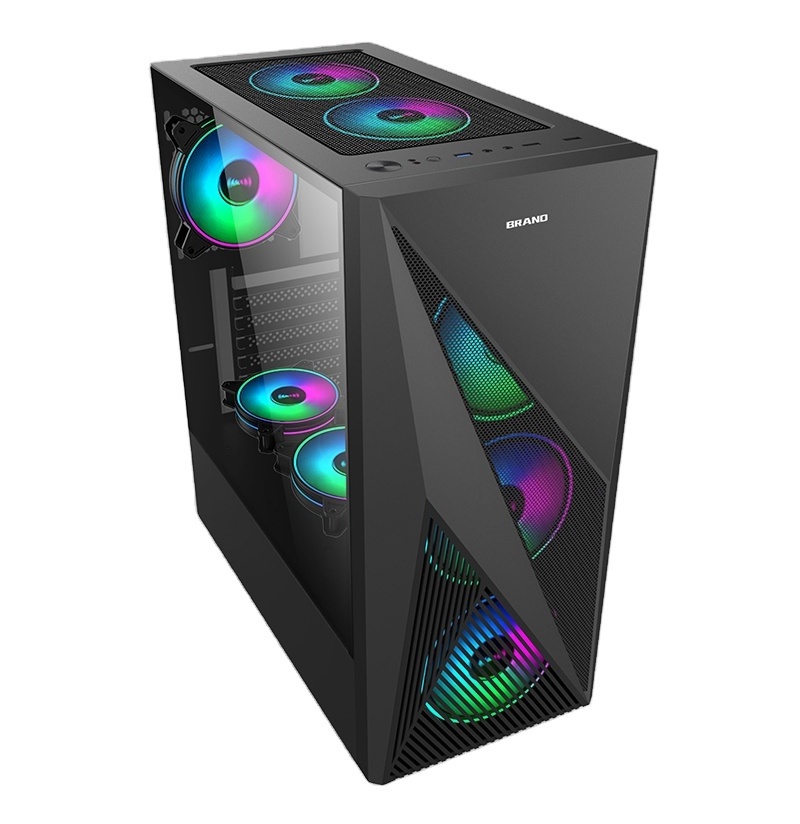 Design Pc Case Mesh ATX Desktop Case Cpu Cabinet Special Style New Plastic Front Panels Gaming Computer Case Stock with Rgb Fan