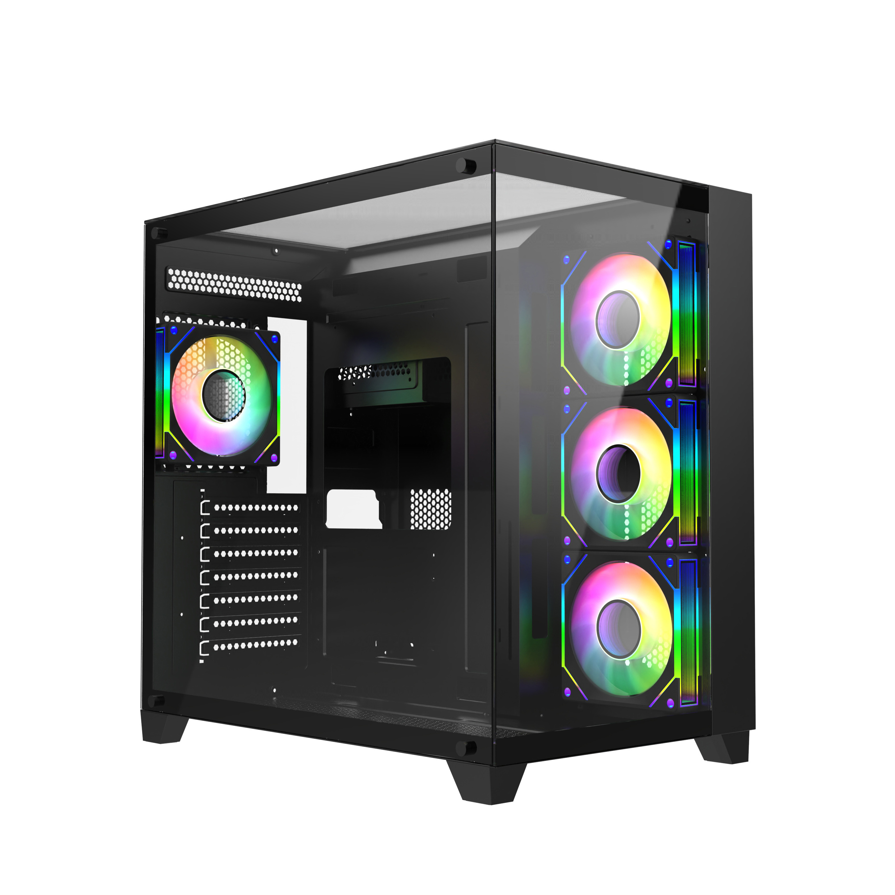 New Designs Gaming Computer Case 3 Sides Tempered Glass Panels Fashion PC Case Led RGB Fan Cpu Casing ATX Pc Cabinet Case