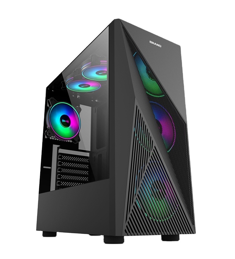 Design Pc Case Mesh ATX Desktop Case Cpu Cabinet Special Style New Plastic Front Panels Gaming Computer Case Stock with Rgb Fan