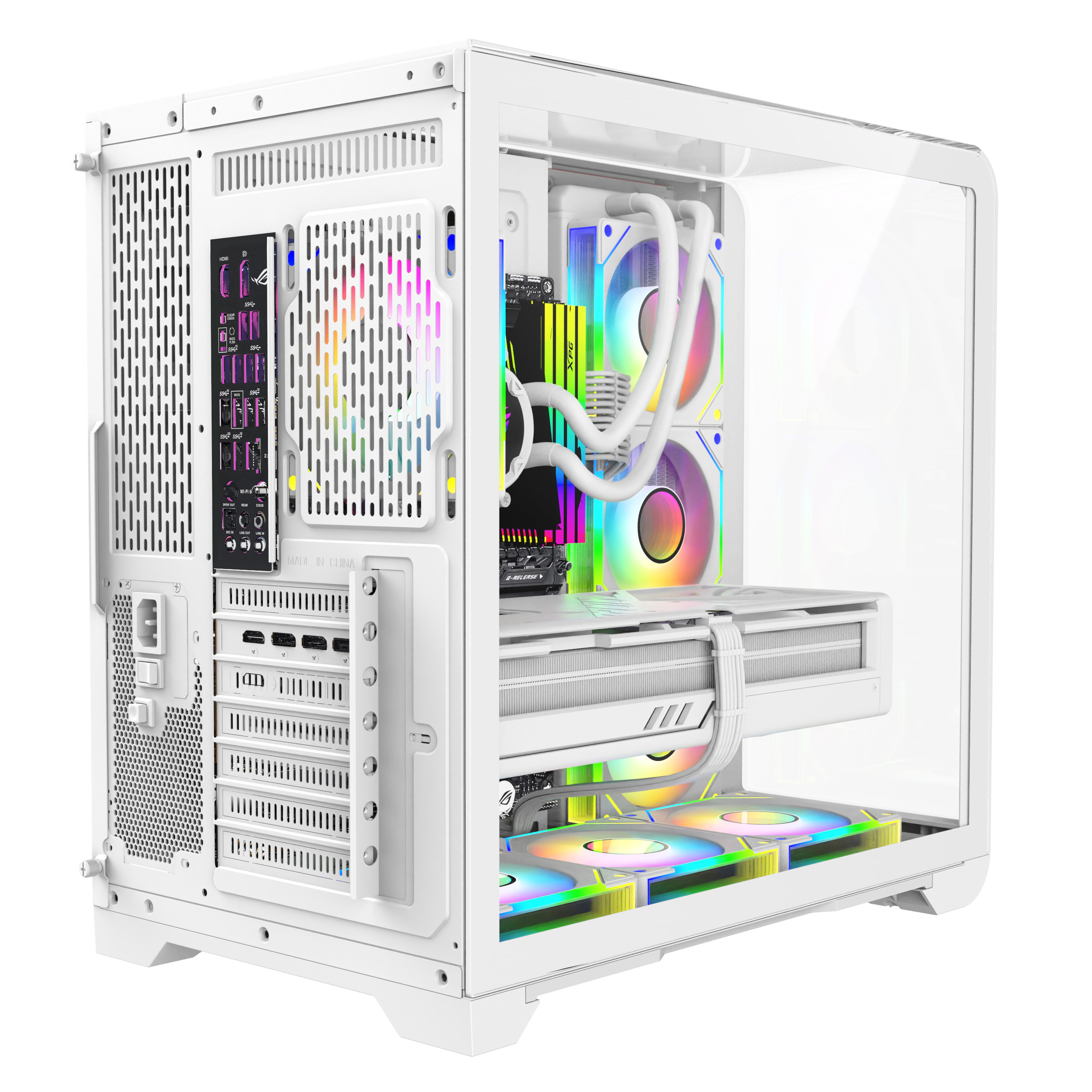 New High-end Gaming PC Case 270 Full Vision Curved Tempered Glass Top Panel ATX PC Gaming Case 240mm Liquid Cooler Computer Case