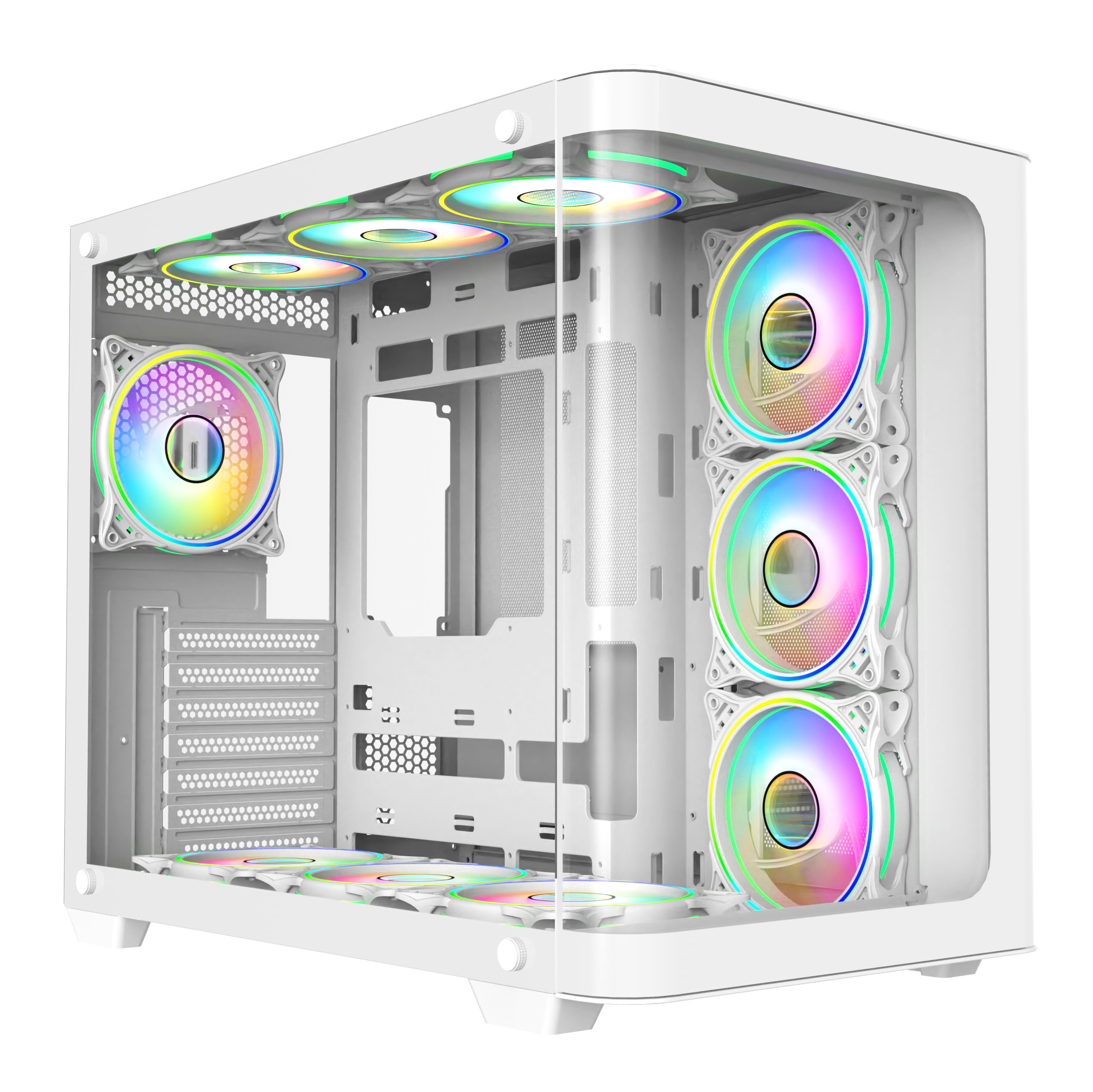 High Efficiency Computer Cabinet Curved Tempered Glass Panel Computer Gabinete ATX Case PC Gaming Computer Cases & Towers