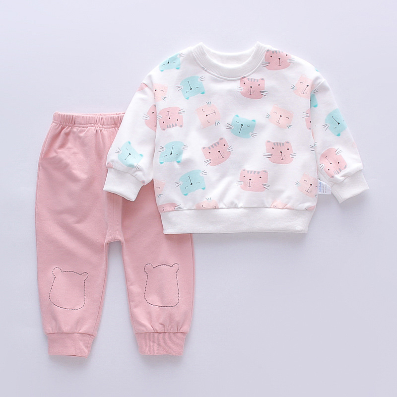 Girl baby cartoon spring and autumn suit 1-4 years old baby foreign style middle and small girls spring and autumn clothes