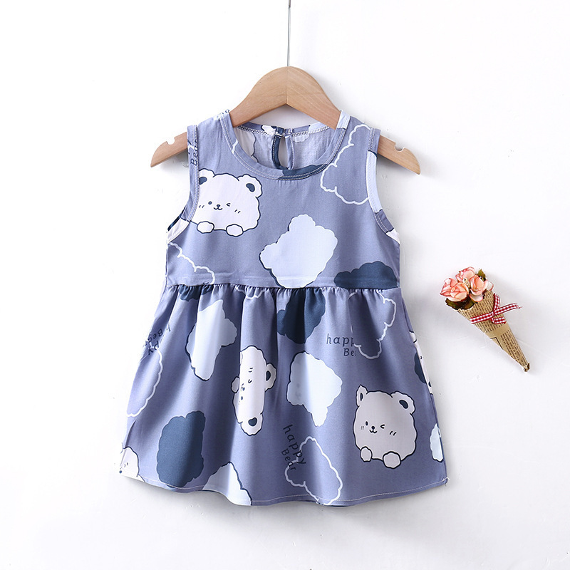 Summer new cotton silk casual pants dress girls princess dress 0-8 years old female pajamas dress