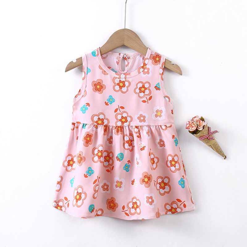 Summer new cotton silk casual pants dress girls princess dress 0-8 years old female pajamas dress