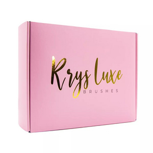 Custom Printed Logo Pink Corrugated Cardboard Packaging Mailer Shipping Paper Gift Box For Cosmetic