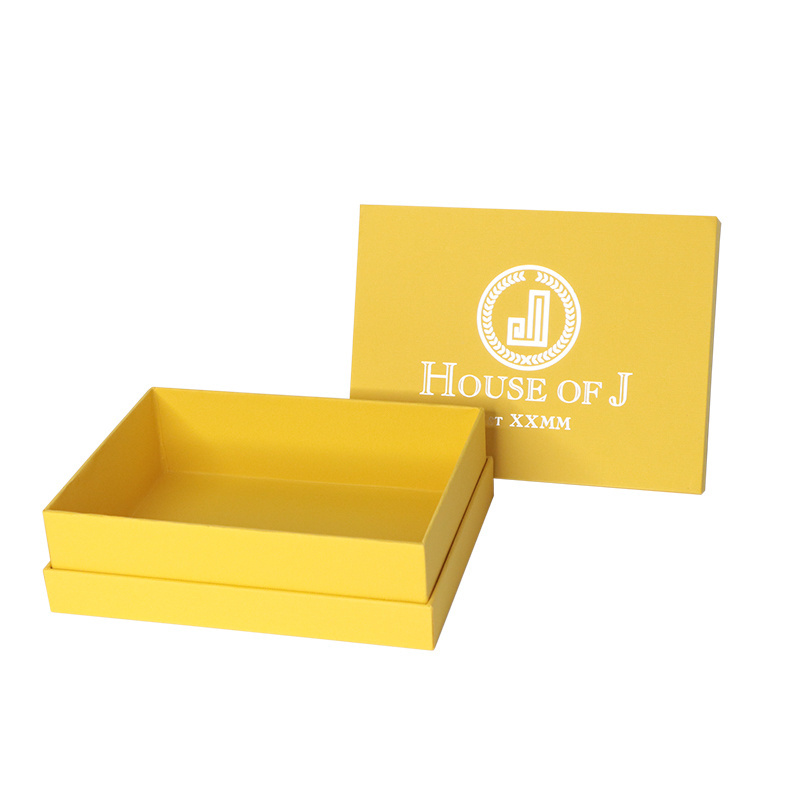 Custom Logo Yellow Rigid Cardboard Cosmetic Packaging Paper Removable Lid Gift Box With Neck