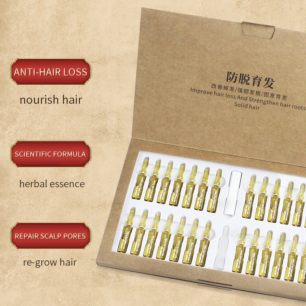 Wholesale Private Label Customization  Hair Care growth products Herb Ginger Anti-Hair Loss ampoule essence Hair Serum Set