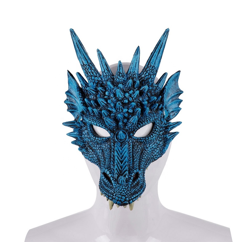 Factory Wholesale Carnival Halloween Party Soft PU Foam Mask Latex 3D Animal Costume Dragon Cosplay Mask