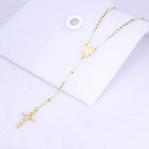 Wholesale best-selling products fashion 18K gold-plated stainless steel jewelry Rosary cross religious Necklace sales products