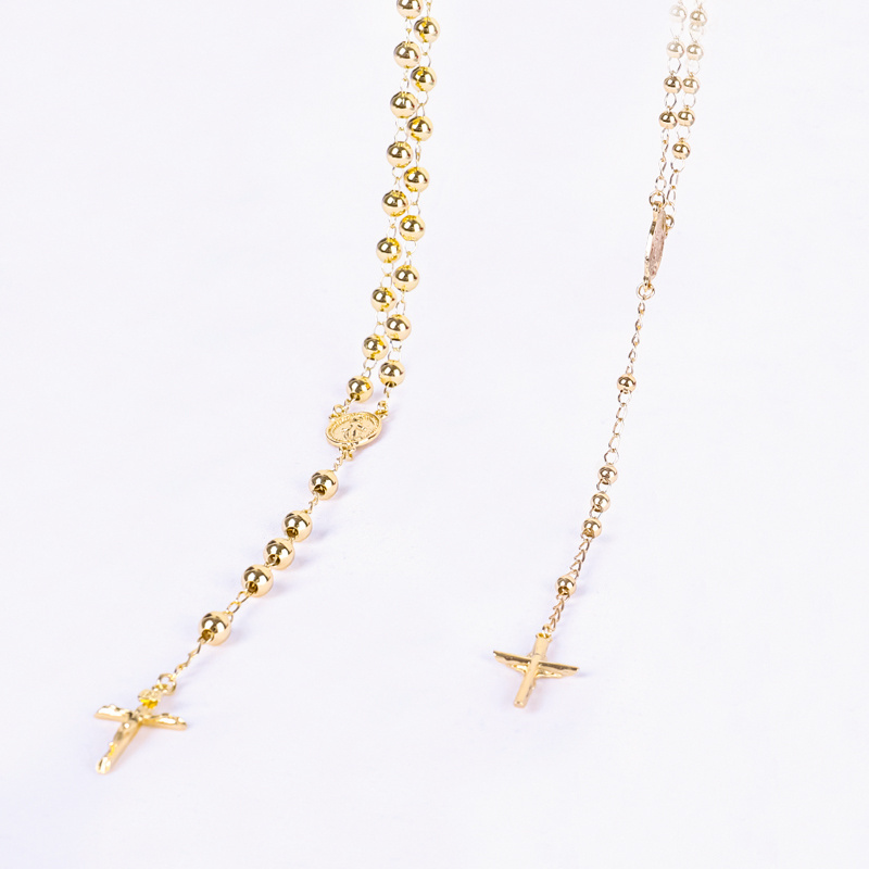 Wholesale best-selling products fashion 18K gold-plated stainless steel jewelry Rosary cross religious Necklace sales products