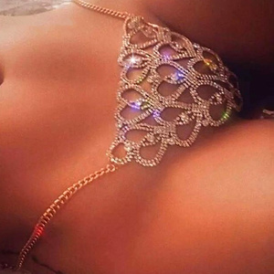 Brand New Rhinestone Thong Panties Alloy Crystal Stone Rhinestone Thong Belly Chain Jewelry Panties