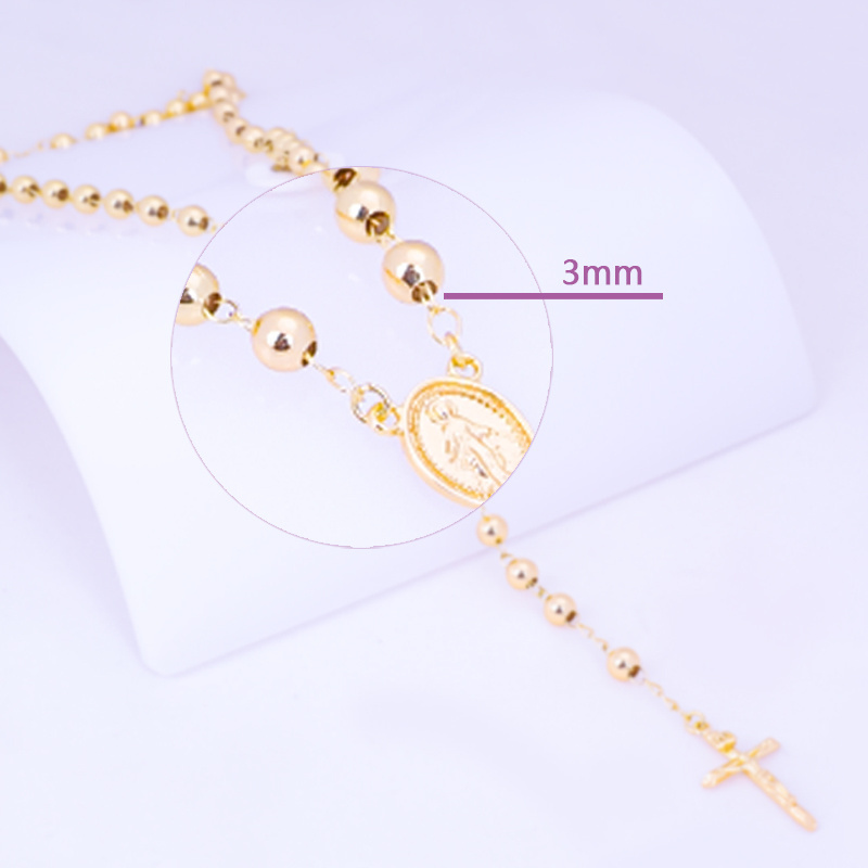 Wholesale best-selling products fashion 18K gold-plated stainless steel jewelry Rosary cross religious Necklace sales products