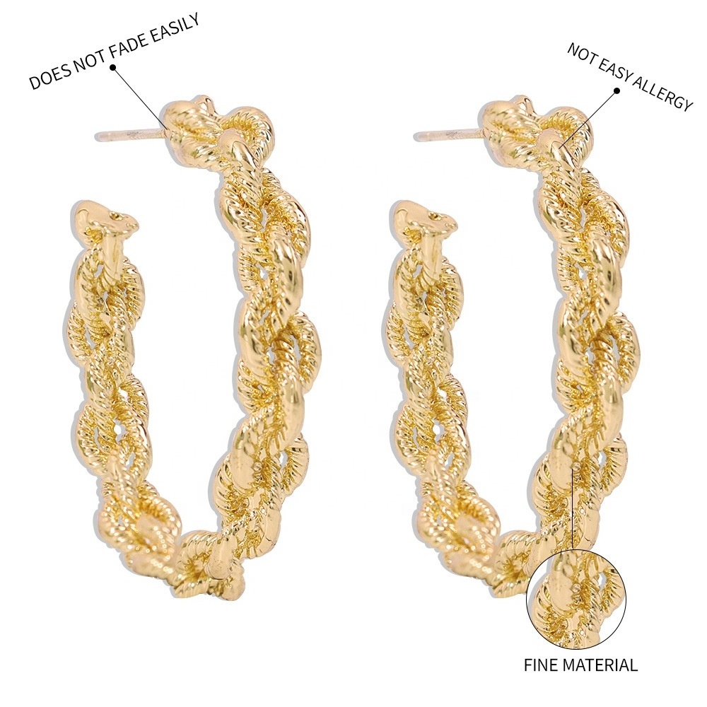 Hot Sale Circle Hoop Earrings Gold Color Twisted Wave Pattern Hoops for Women Party Wedding New Styles Big Hoop Earrings