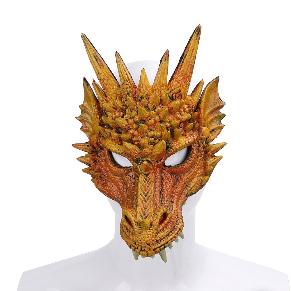 Factory Wholesale Carnival Halloween Party Soft PU Foam Mask Latex 3D Animal Costume Dragon Cosplay Mask