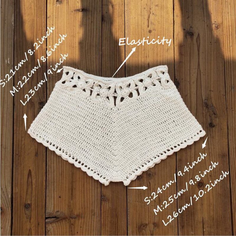 Hollow out knitted shorts100% cotton women's Handmade crochet sexy bikini beach cover up shorts crochet swimwear cover up