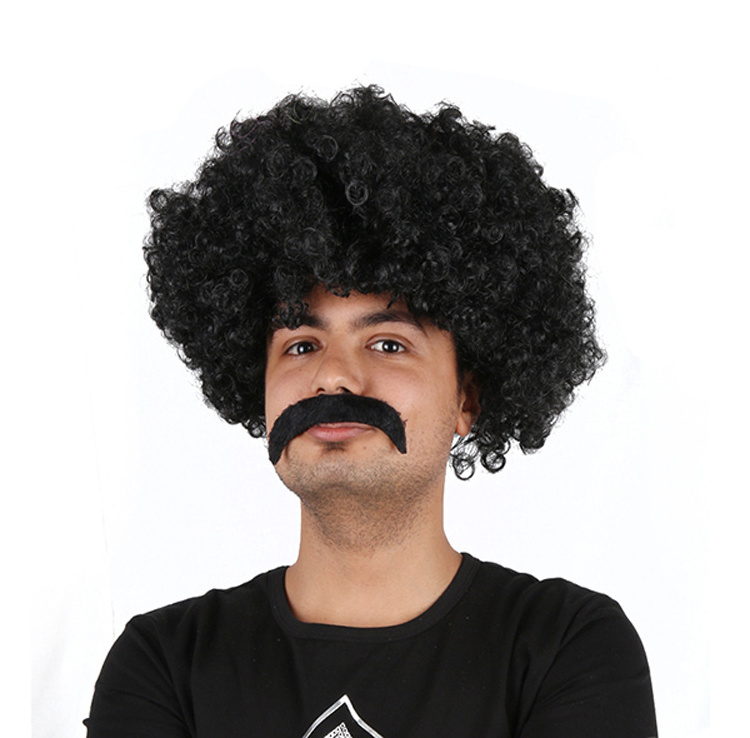 New arrival curly afro fancy wig funky disco clown style flame resistant synthetic hair unisex mens 70s hair afro wig for men