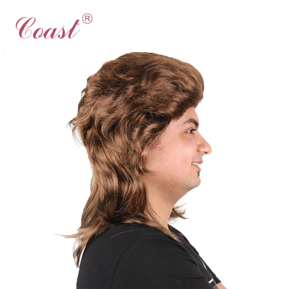 fashion 80s bogan best brown synthetic hair wigs cheap mullet wig