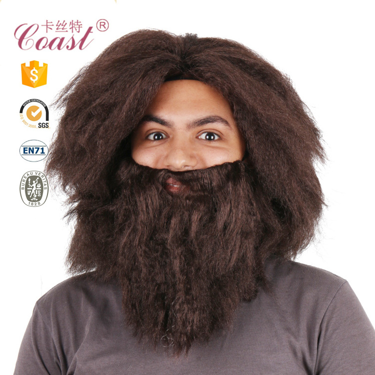 Jesus Beard and Wig Men for Jesus Costume  Synthetic Brown Long Beard Wig  Halloween, Hagrid, Caveman Costume Accessories