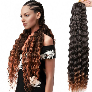 32 Inch Soft Ombre Synthetic Crochet Braiding Deep Water Wave Hair Extensions Afro kinky curly wig crochet hair