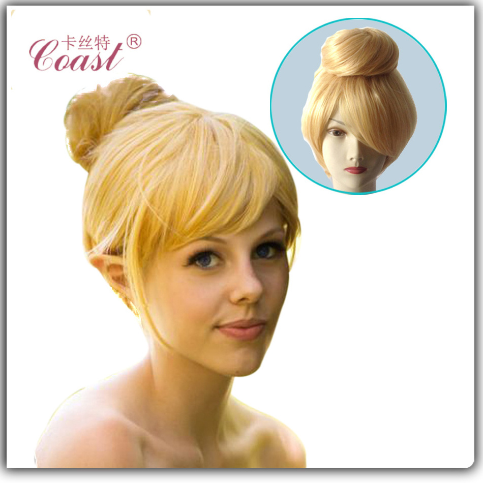 Wholesale beauty heat resistant synthetic fiber tinker bell fairy bang cosplay hair wigs