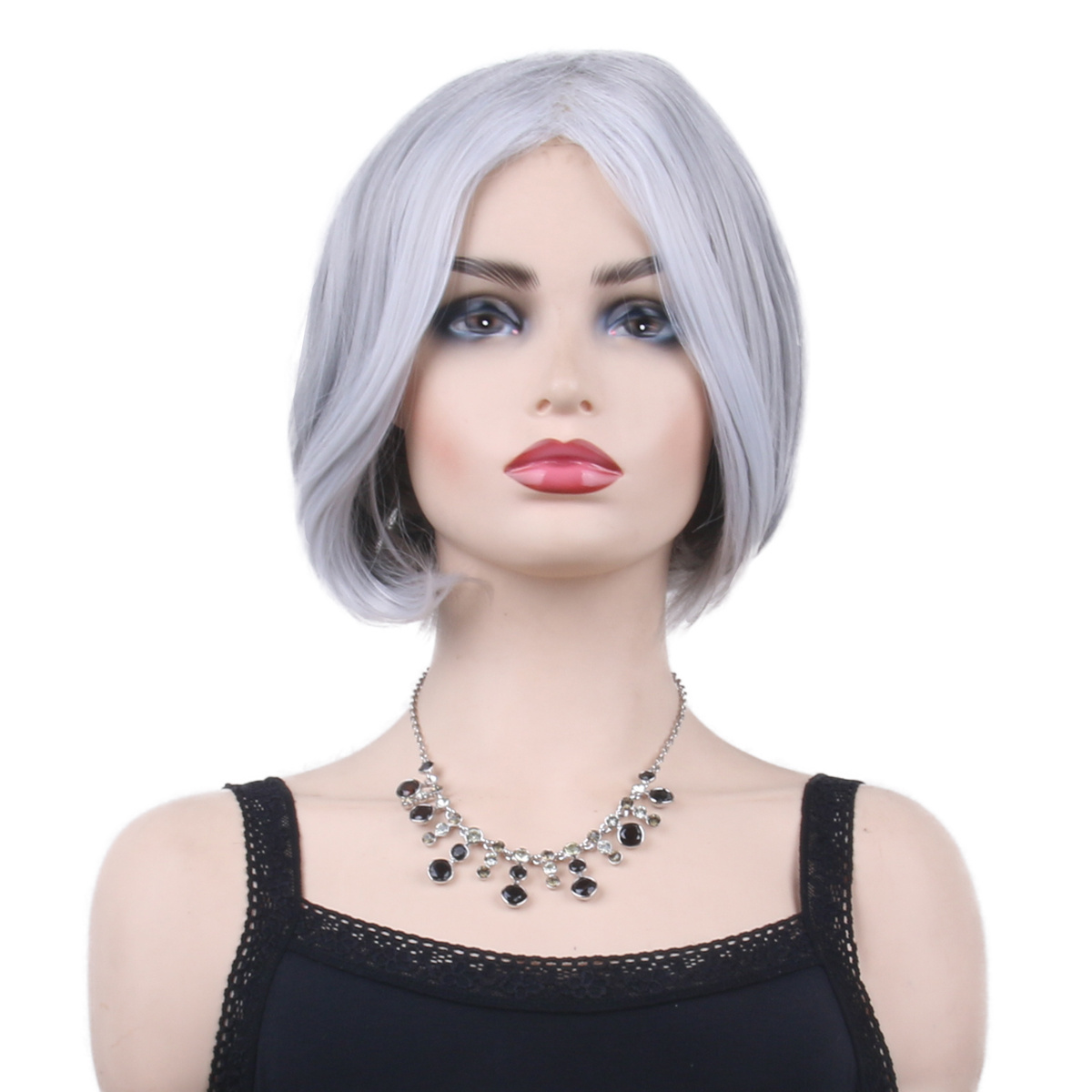 12 Inch Short Silver Miss Flower Store Mullet Wigs 250 Density For Black Women Human Hair Glueless