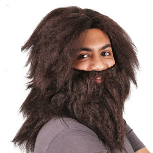 Jesus Beard and Wig Men for Jesus Costume  Synthetic Brown Long Beard Wig  Halloween, Hagrid, Caveman Costume Accessories