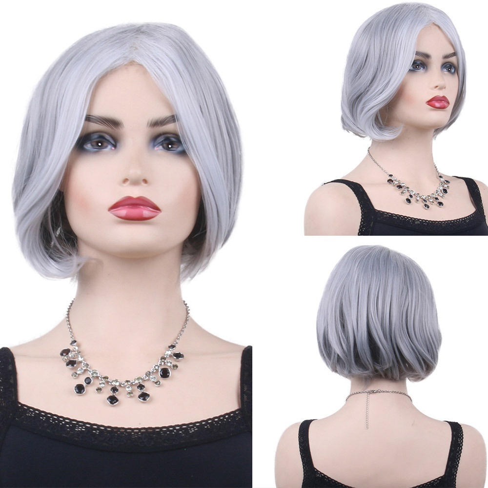 12 Inch Short Silver Miss Flower Store Mullet Wigs 250 Density For Black Women Human Hair Glueless