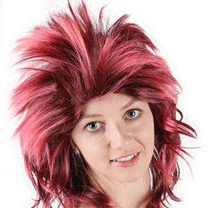 Fashion Halloween Costume Accessory Punk Metal Rocker Mullet Synthetic Wig for Men Women