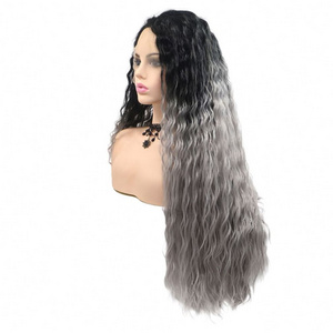 Long Charming Curly Plastic 360 Lace Frontal Synthetic Fiber Wigs For Black Women Made In China