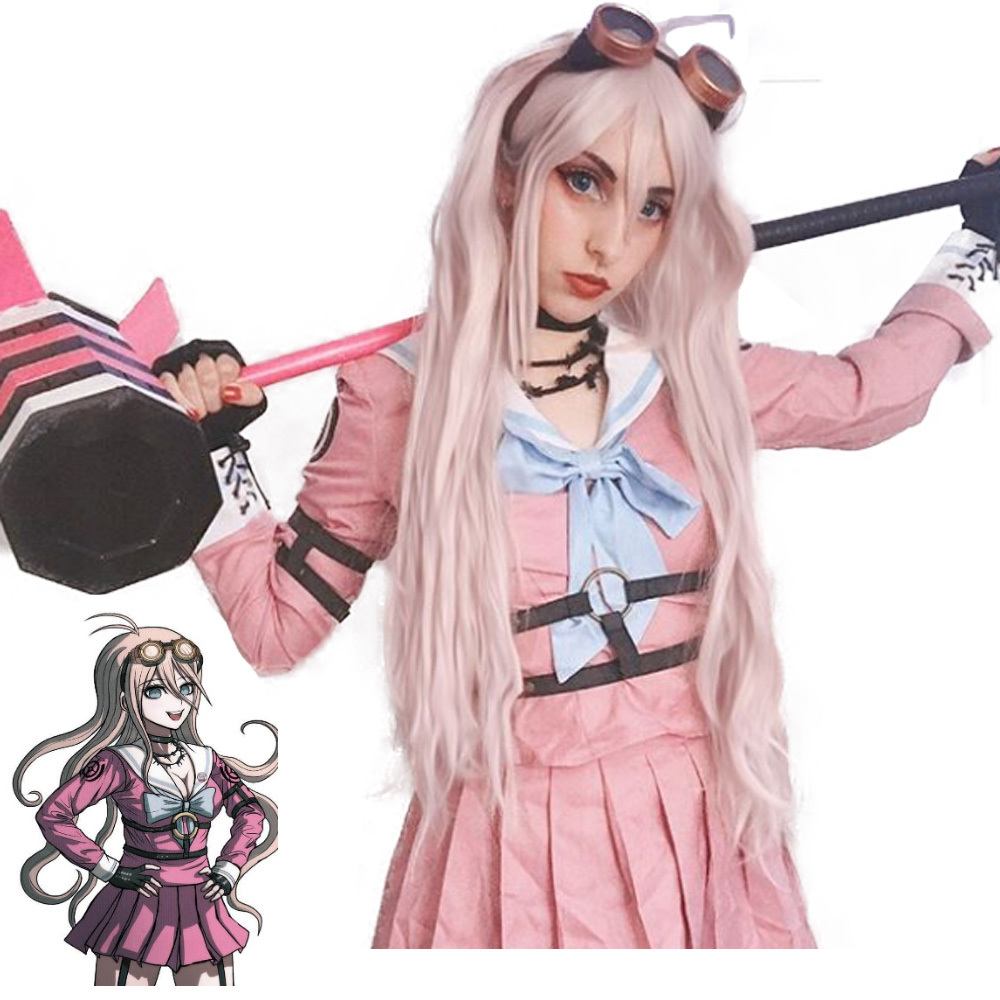 Danganronpa Miu Iruma Wig Cosplay Costume Long Pink Wig for Women Synthetic Hair Hair Wigs Lace Front Cheap Transparent Hd Lace