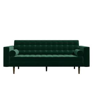 Dark green velvet chesterfield 3-seater sofa with comfy cushion