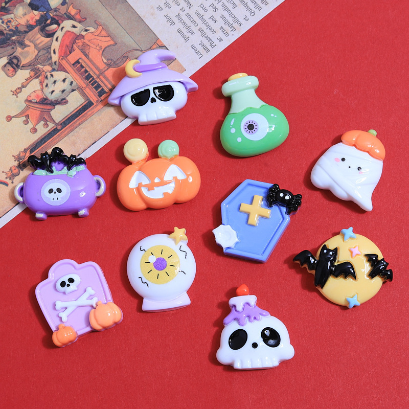 Halloween Decoration Festival Pumpkin Flat Back Resin Crafts Wholesale Handmade Charm DIY Cute Ghost Jewelry