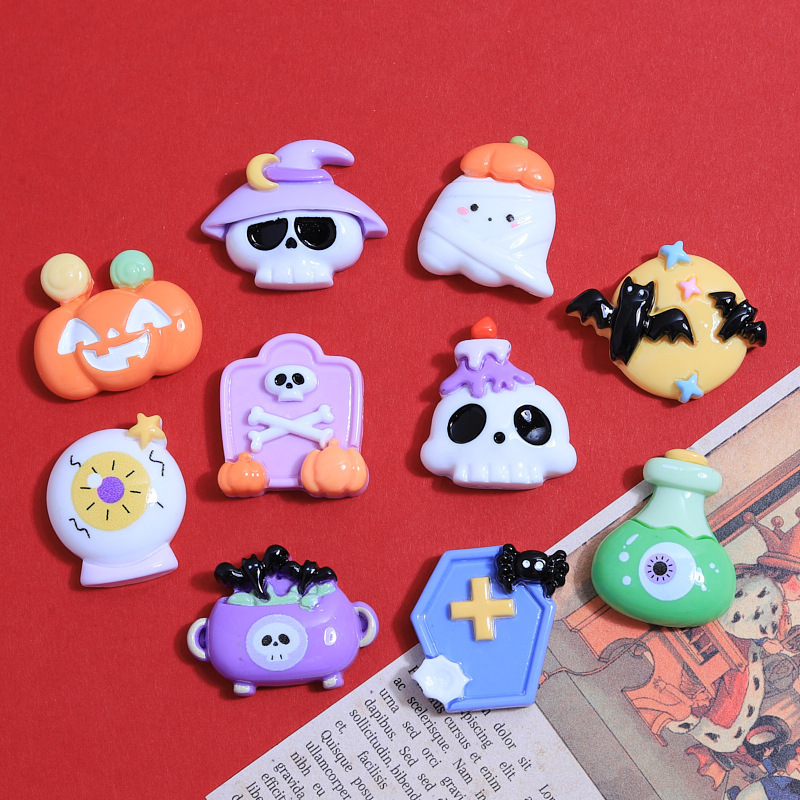 Halloween Decoration Festival Pumpkin Flat Back Resin Crafts Wholesale Handmade Charm DIY Cute Ghost Jewelry