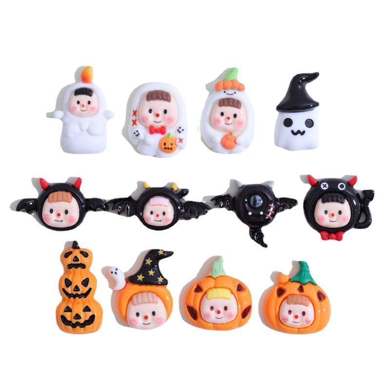 Hot selling cartoon dolls Halloween decorations holiday flat back resin jewelry handcrafted charm DIY cute devil pumpkin