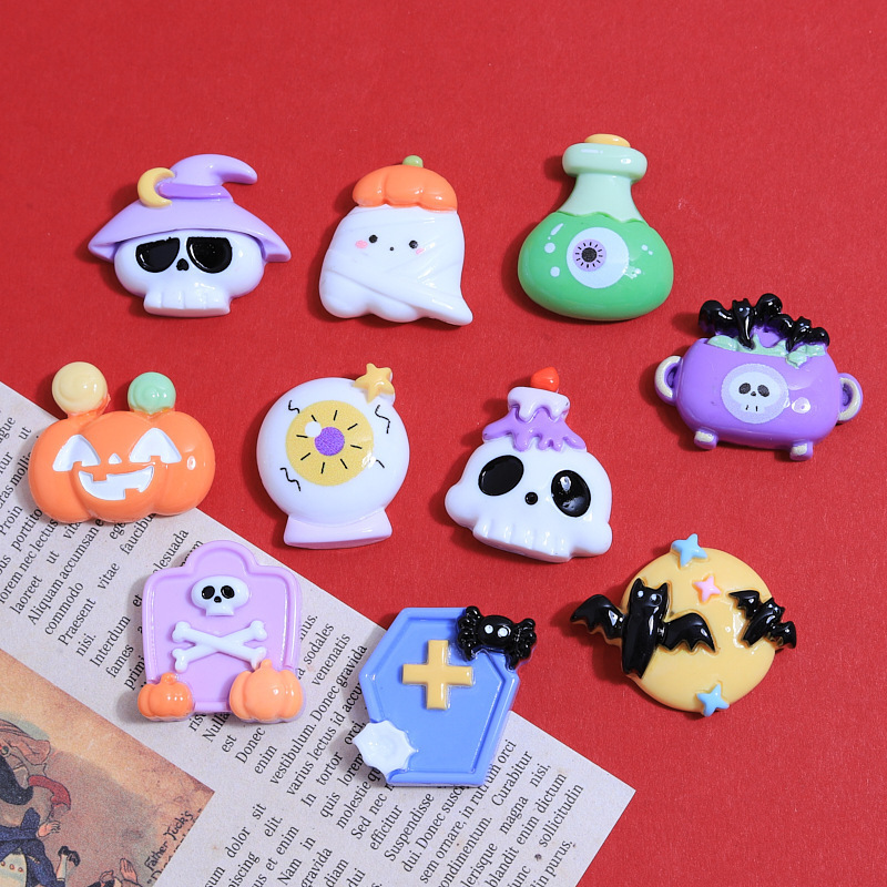 Halloween Decoration Festival Pumpkin Flat Back Resin Crafts Wholesale Handmade Charm DIY Cute Ghost Jewelry