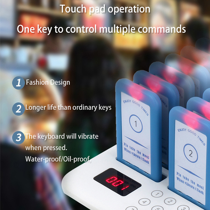 Hot Sale Professional  wireless pager system restaurant wireless calling paging queuing system with 10 pagers kl-qc06