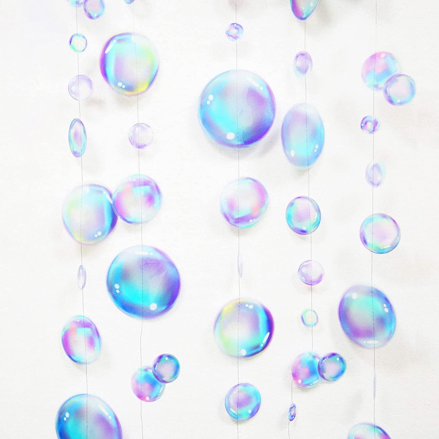 White Bubble Garlands for Little Mermaid Party Decorations 2D Hanging Bubbles Streamer Underwater Kids Birthday Party Supplies