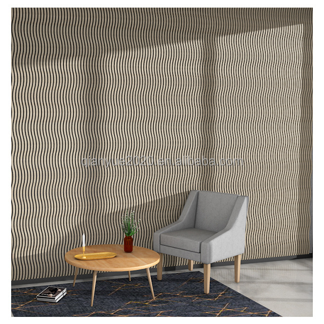 wave shape wood slat acoustic panel Soundproof Decoration Wall background Ceiling polyester fiber Acoustic panel