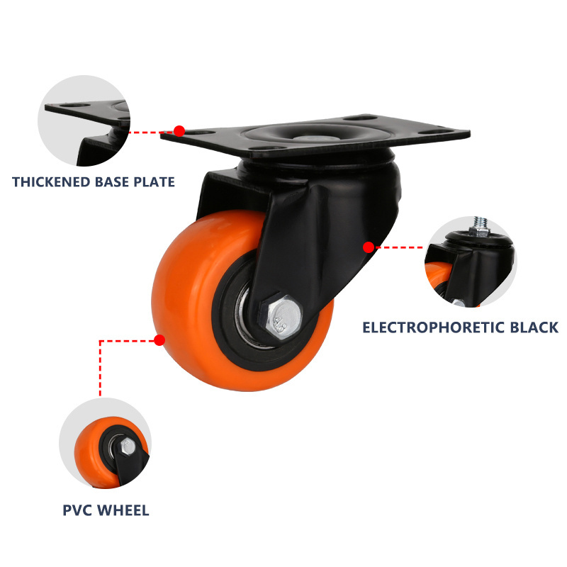 1.5 2 2.5 inch Pvc Wheel Casters Swivel Top Plate Threaded Stem Castor Trolley Wheelswith Light Duty Furniture Casters wheel