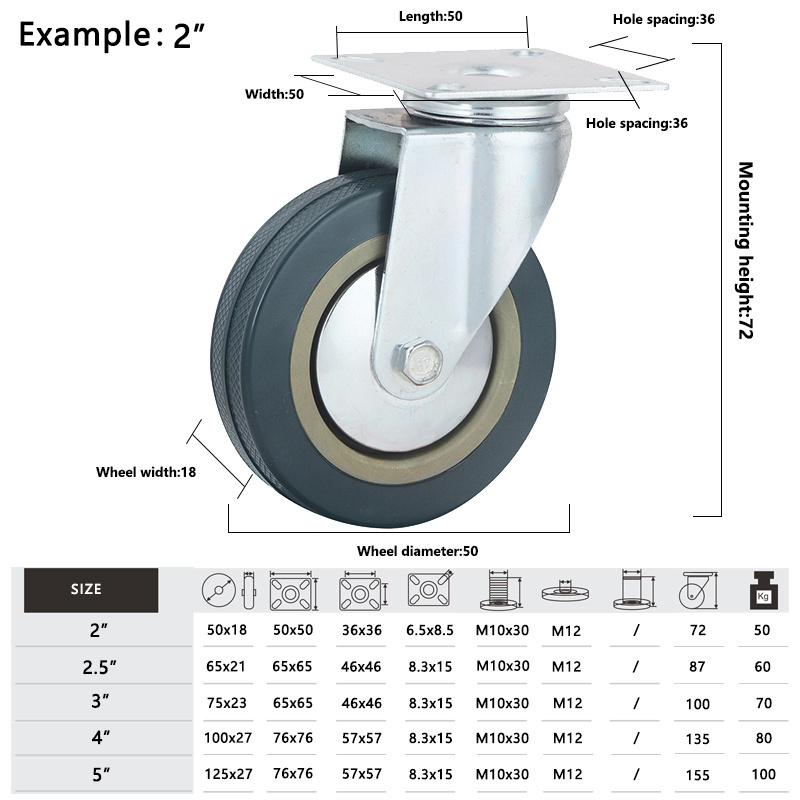 Swivel Plate With Brake On Medium PVC Plastic Universal Wheel Caster Wheels