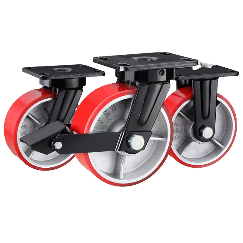 Electrophoretic black 1 ton Machinery and equipment super heavy duty  red black  pu caster wheel