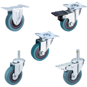 Factory direct industrial universal mobile swivel casters 3" 4" equipment cart np gray rubber wheels