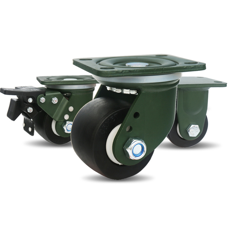 Brake 1 Tons Ball Bearing Slider Cabinet Machine Caster Heavy Duty High Load Nylon Monorail Trolley Casters Wheels