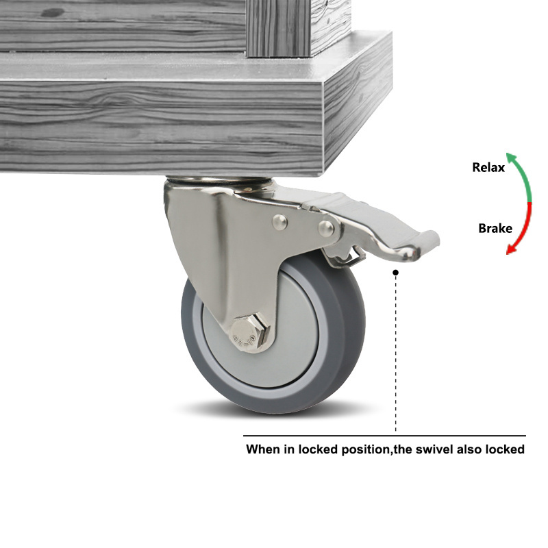 3 4 5 inch TPR Stainless Steel caster wheel Medium duty castors