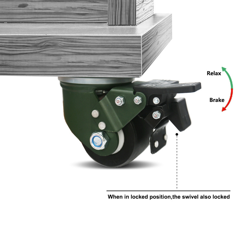 Brake 1 Tons Ball Bearing Slider Cabinet Machine Caster Heavy Duty High Load Nylon Monorail Trolley Casters Wheels