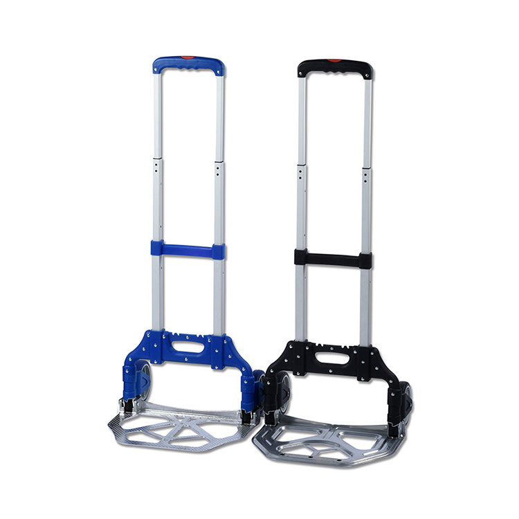 Metallic Four Wheels Aluminium Hand Luggage Cart Portable Folding Shopping Hand Carts &Trolleys