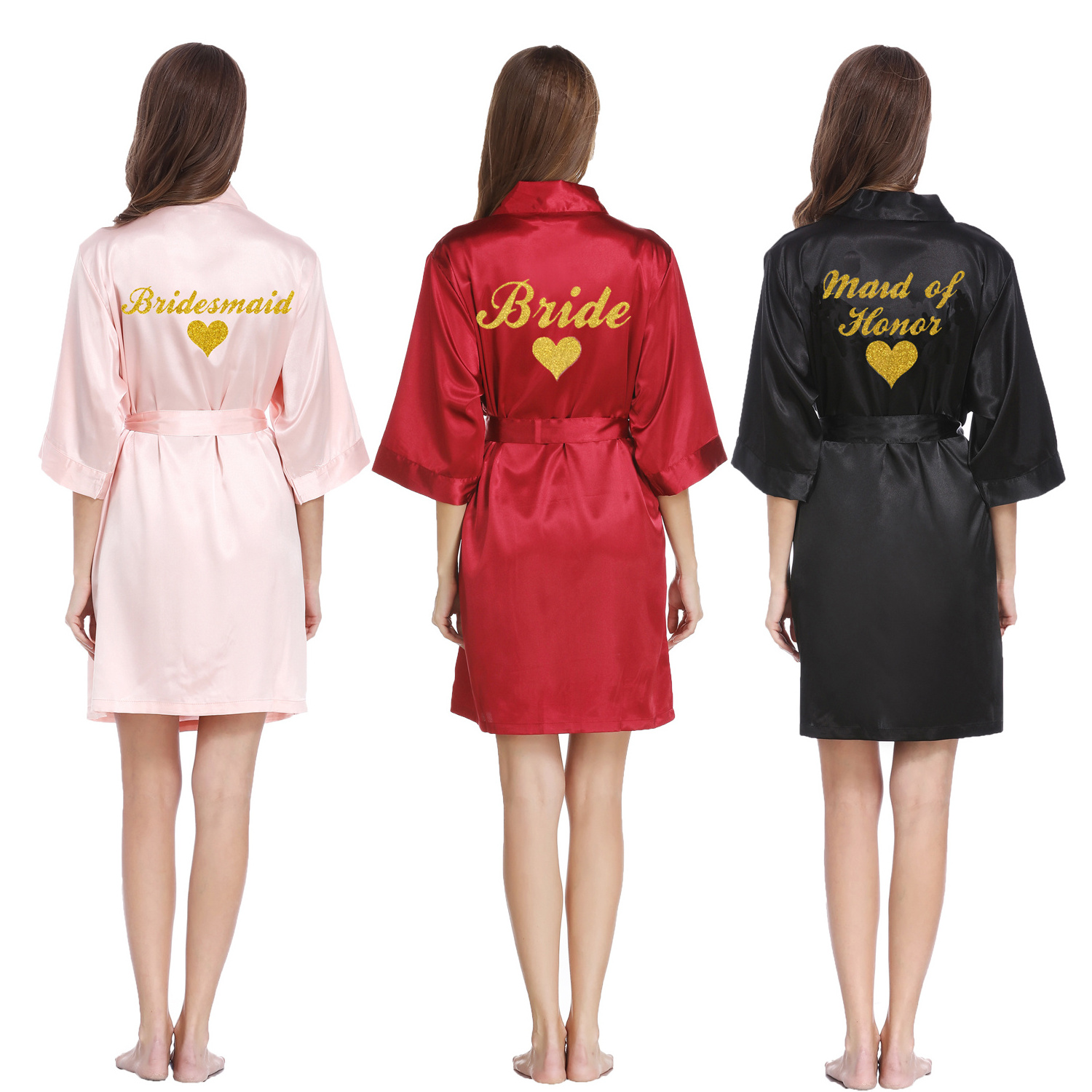 OEM Personalized Logo Bride Robes Kids birthday Silk Satin Women bridesmaid Wedding party robe