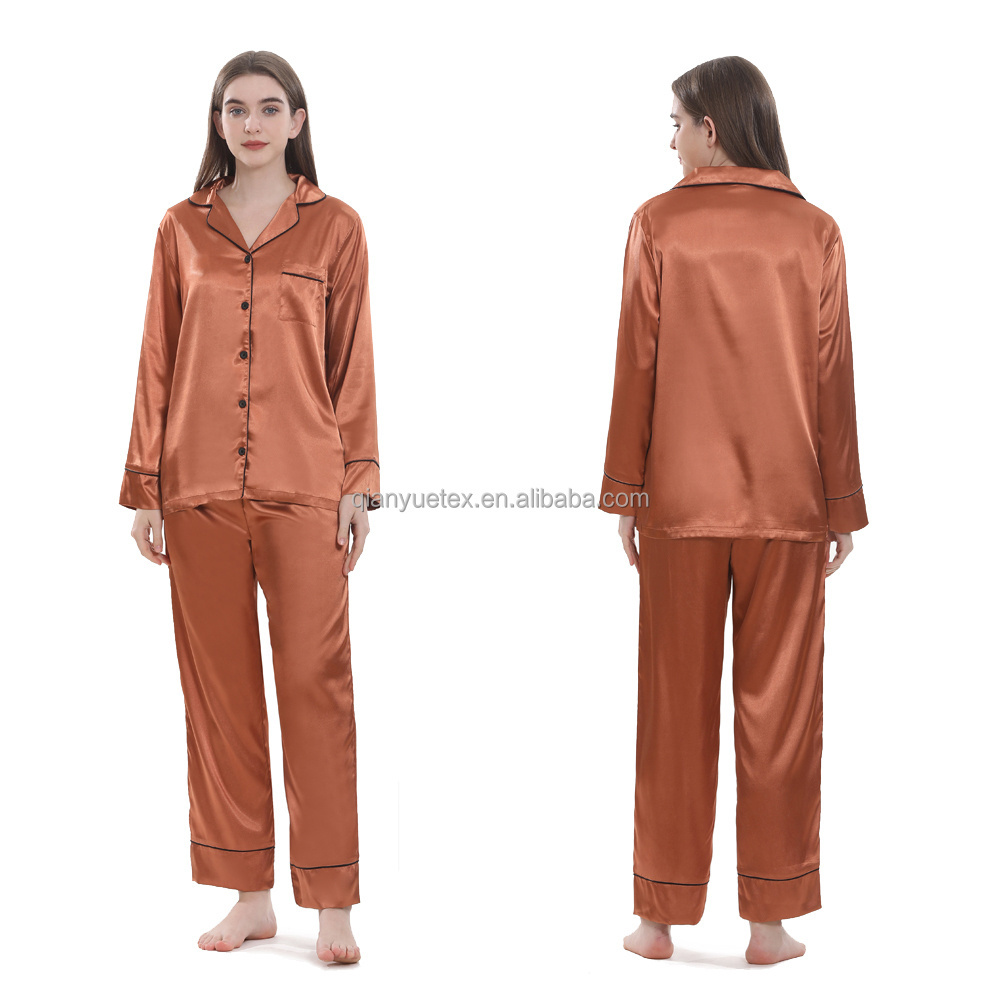 Wholesale Luxury Silk Full Length Pajama Pants Women Satin Pajamas Set