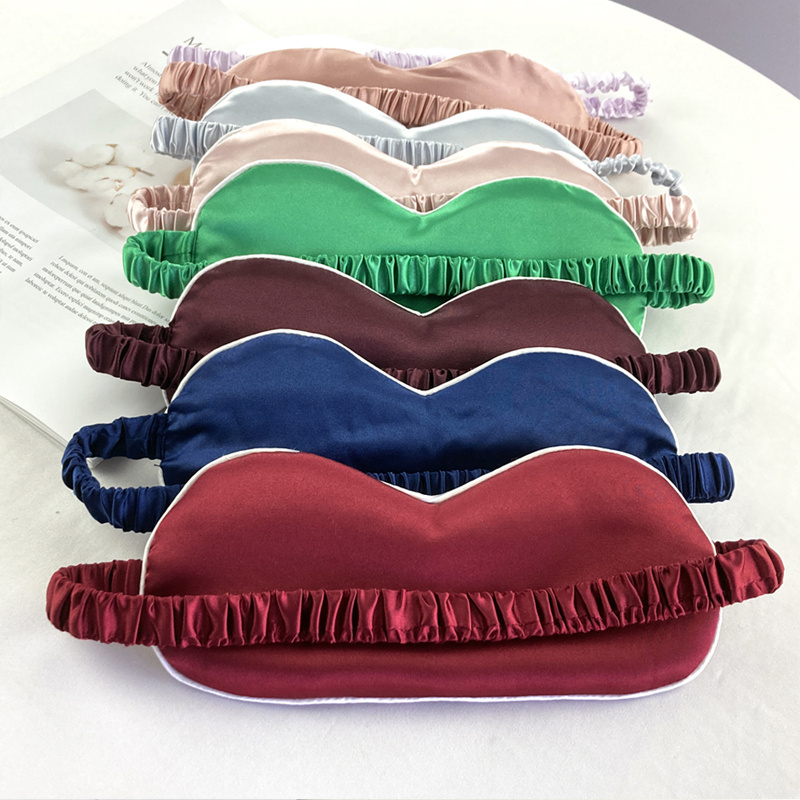 Personalized LOGO Silk 35 Colors Eye Masks Satin Sleeping Eyemask Print Embroidery