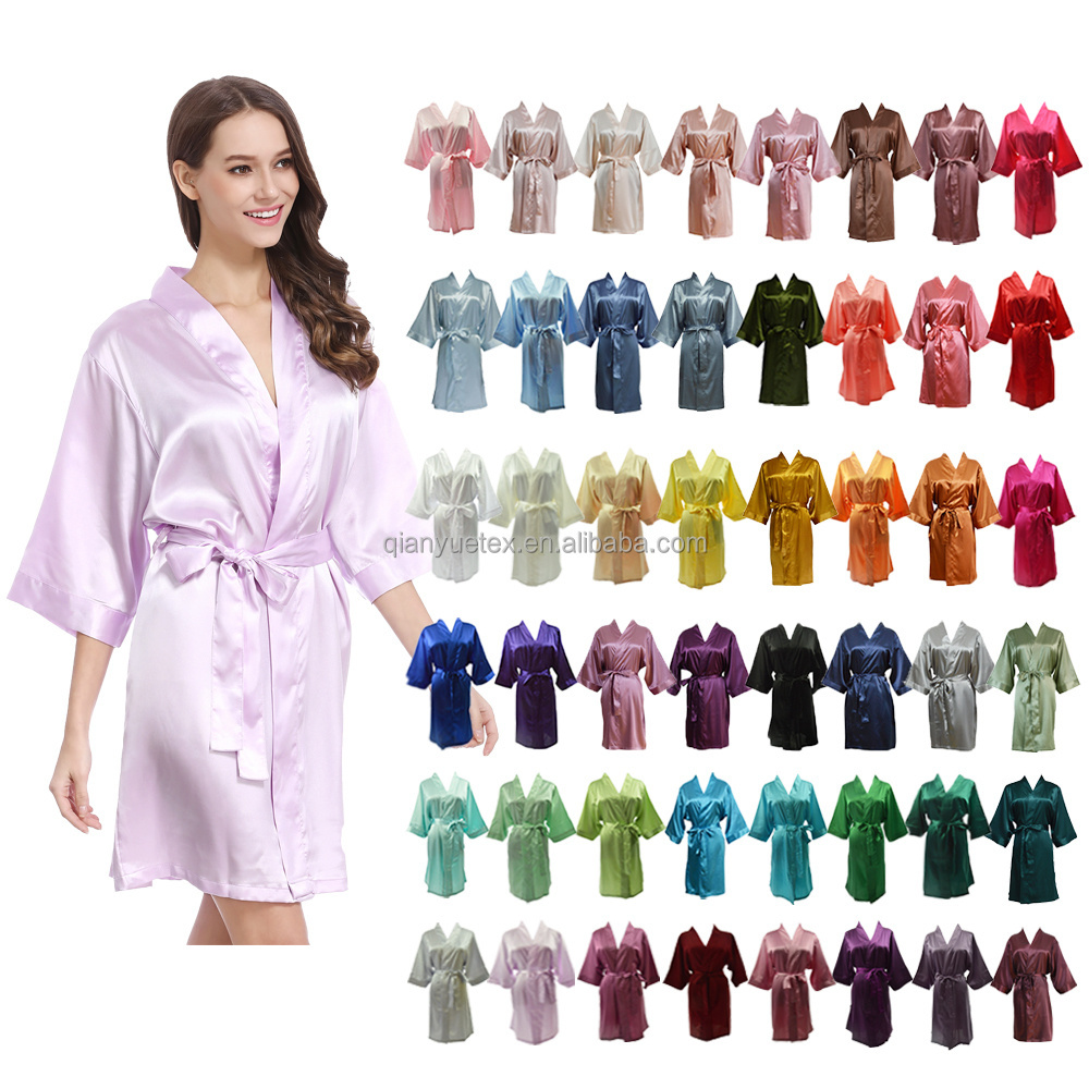 Wholesale Bridal Silk Satin Robe Bridesmaid Robes Embroidery Logo Wedding Beauty Dress